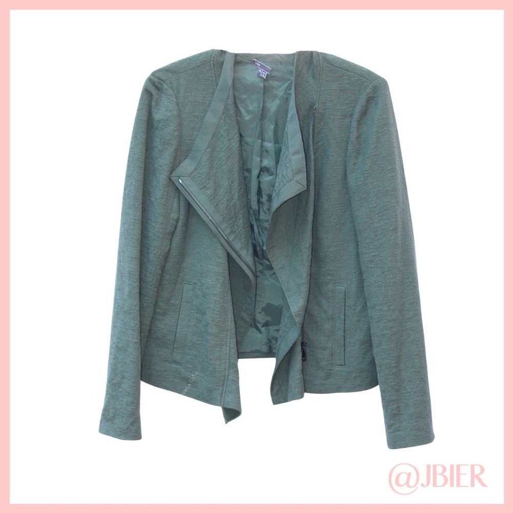 Vince Forest Green Asymmetrical Scuba Jacket